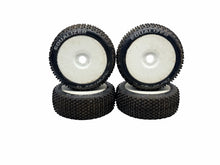Load image into Gallery viewer, Duratrax Equalizer 1/8 C2 Buggy Tires W 17MM Hex White Wheels Set Of 4 #19866