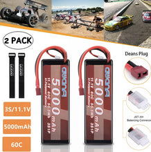 Load image into Gallery viewer, NEW Awanfi 5000Mah 60C 11.1V 3S Hardcase Lipo W Deans Connector Set Of 2
